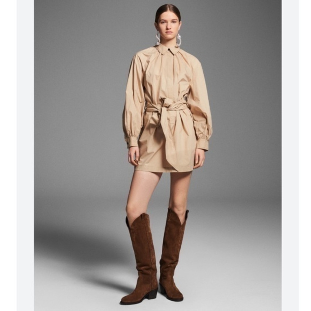 Baum Und Pferdgarten Dress Aubree Button Down in Khaki Tan